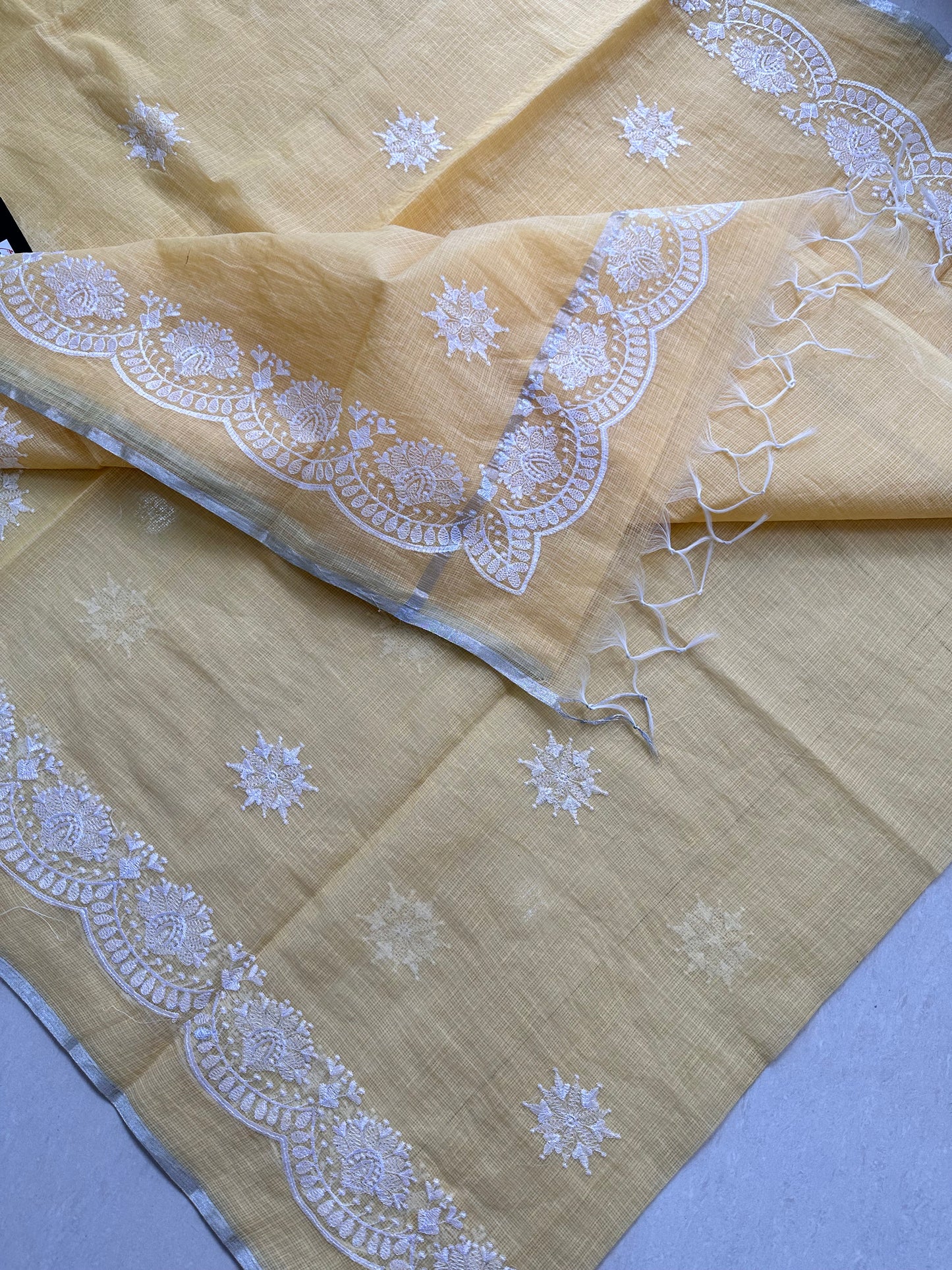 Embroidered Kota Cotton Doria Saree