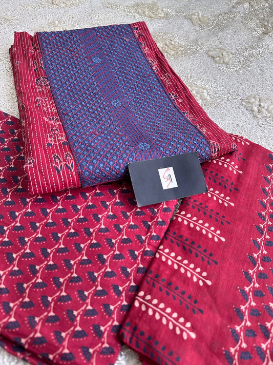 Pure HandBlock Printed Premium Weaved Cotton Suit