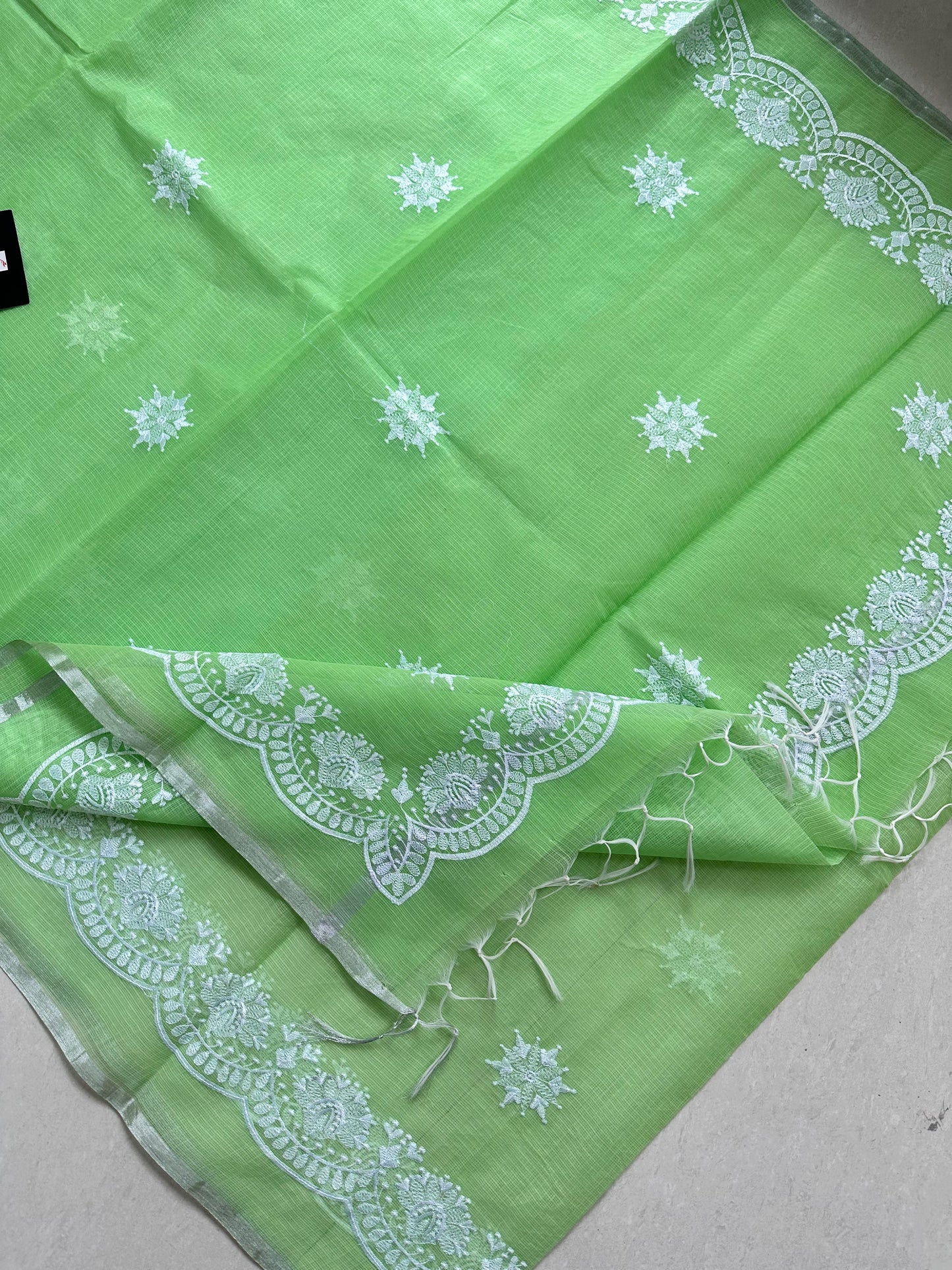 Embroidered Kota Cotton Doria Saree