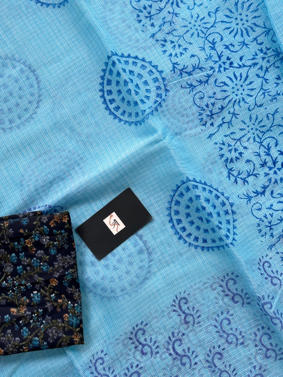 HandBlock Printed Kota Cotton Doria Saree