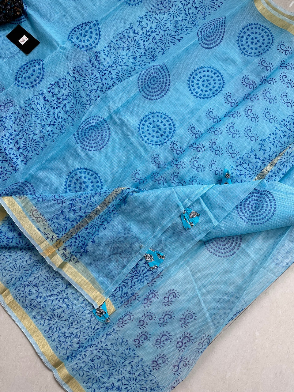 HandBlock Printed Kota Cotton Doria Saree