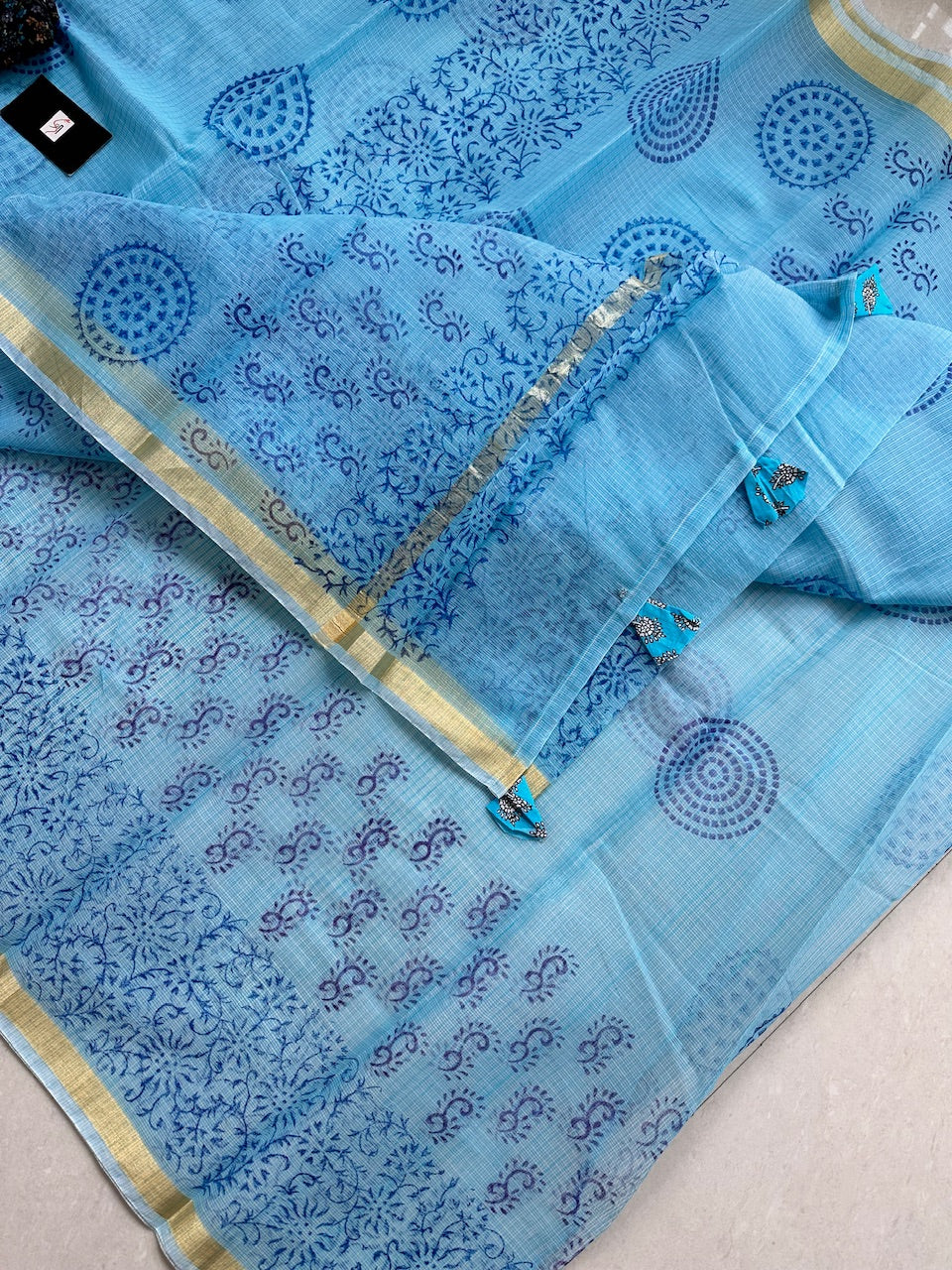 HandBlock Printed Kota Cotton Doria Saree