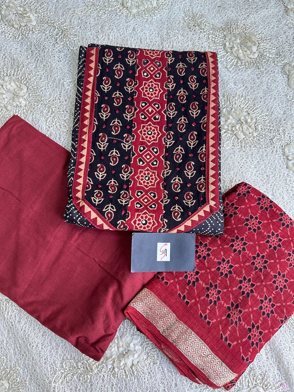 Pure HandBlock Printed Premium Cotton Suit with Maheswari Cotton Dupatta