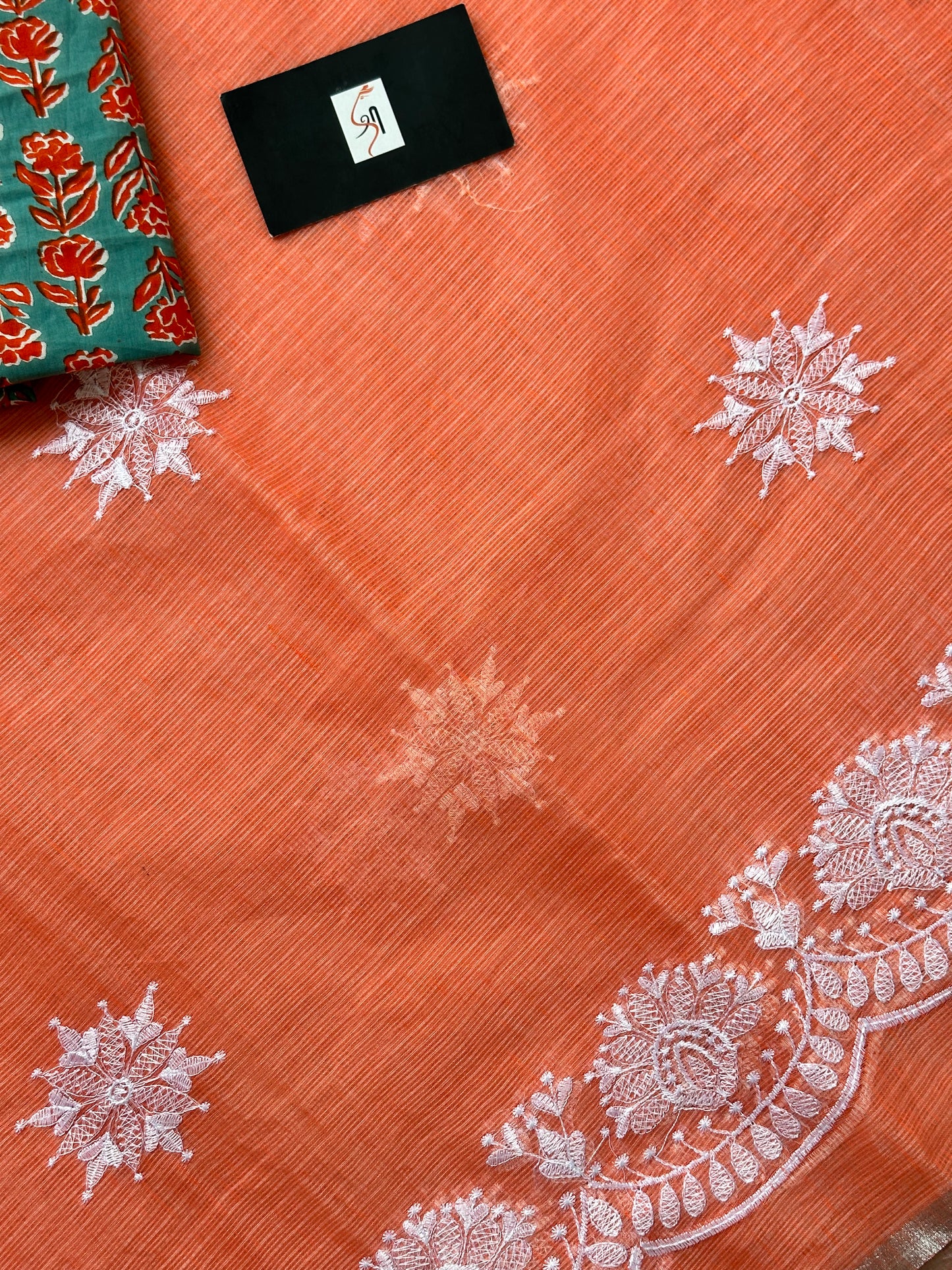 Embroidered Kota Cotton Doria Saree