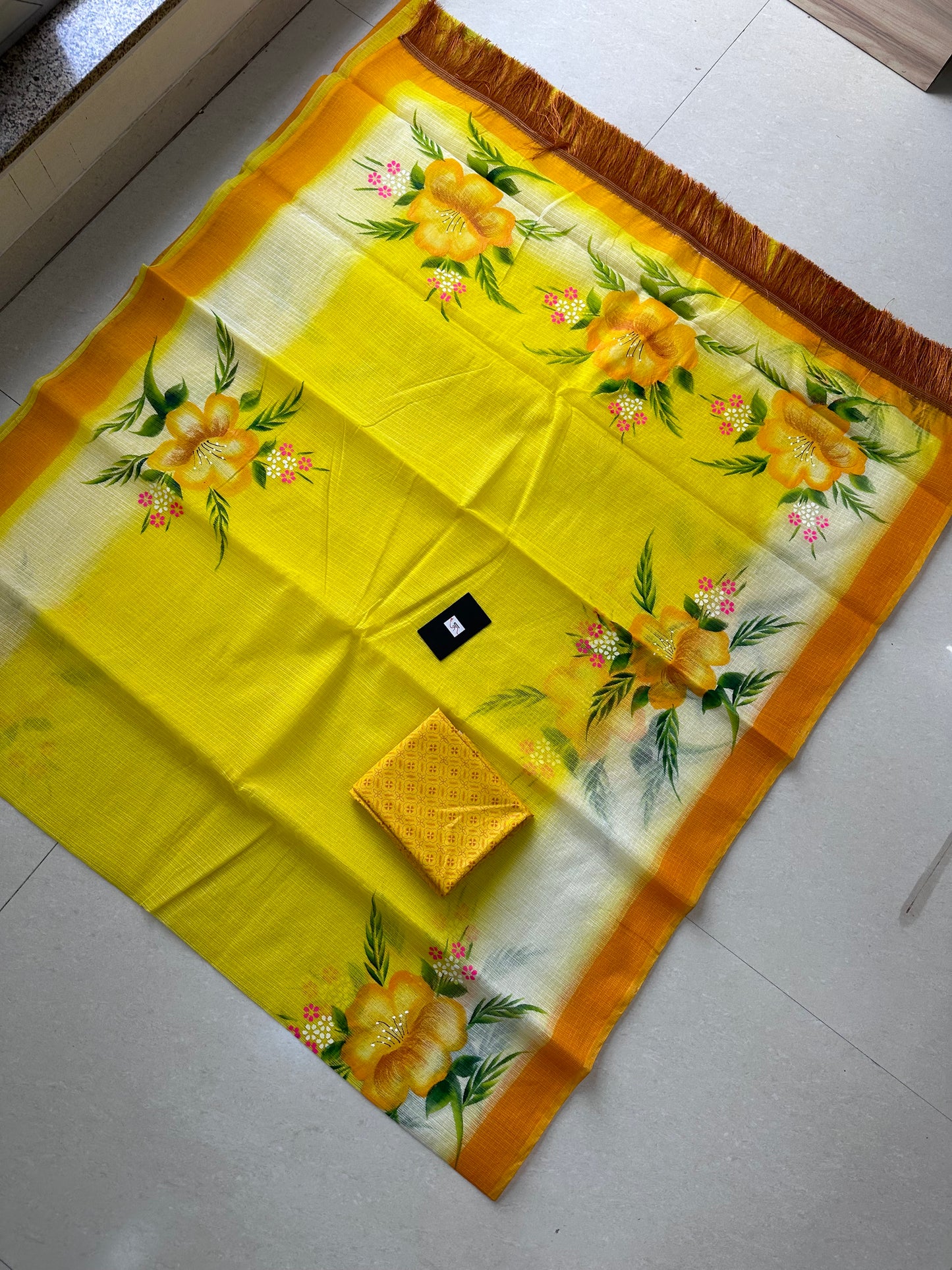 Handpainted Kota Cotton Doria Saree