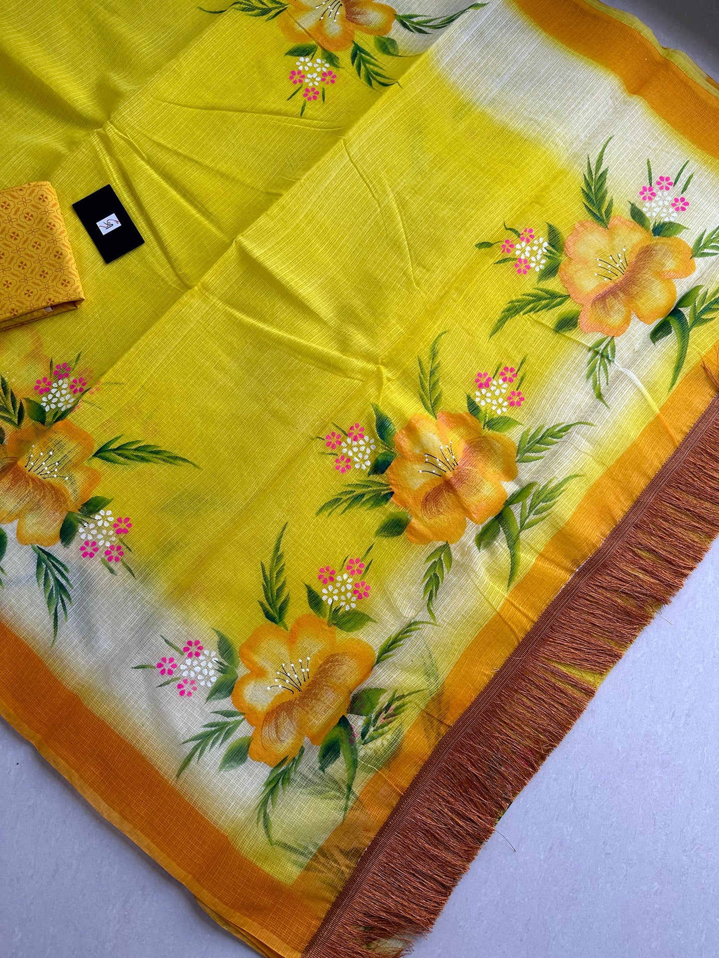 Handpainted Kota Cotton Doria Saree