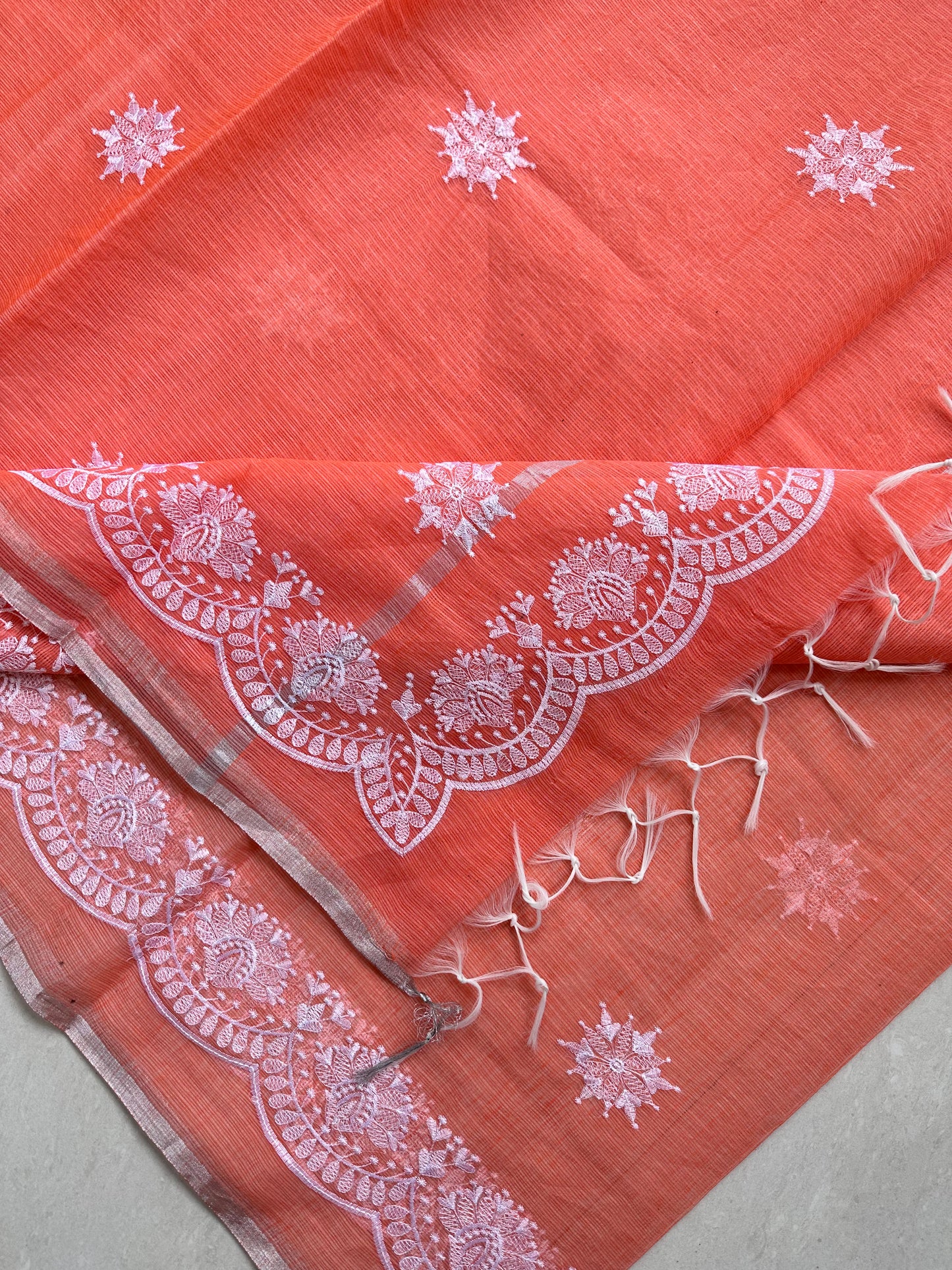 Embroidered Kota Cotton Doria Saree