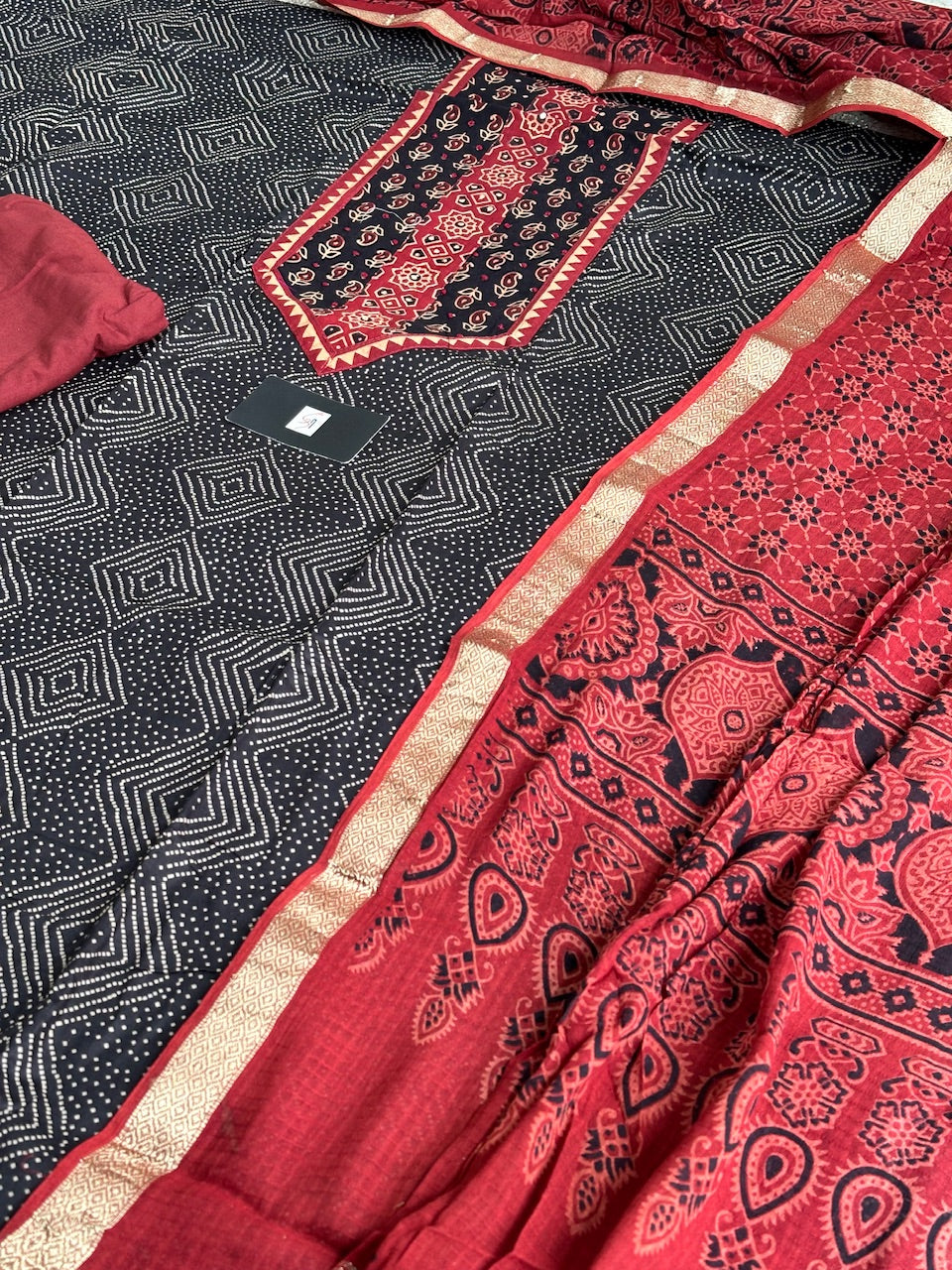 Pure HandBlock Printed Premium Cotton Suit with Maheswari Cotton Dupatta