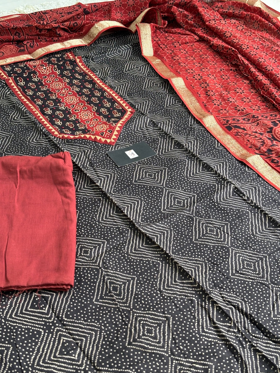 Pure HandBlock Printed Premium Cotton Suit with Maheswari Cotton Dupatta