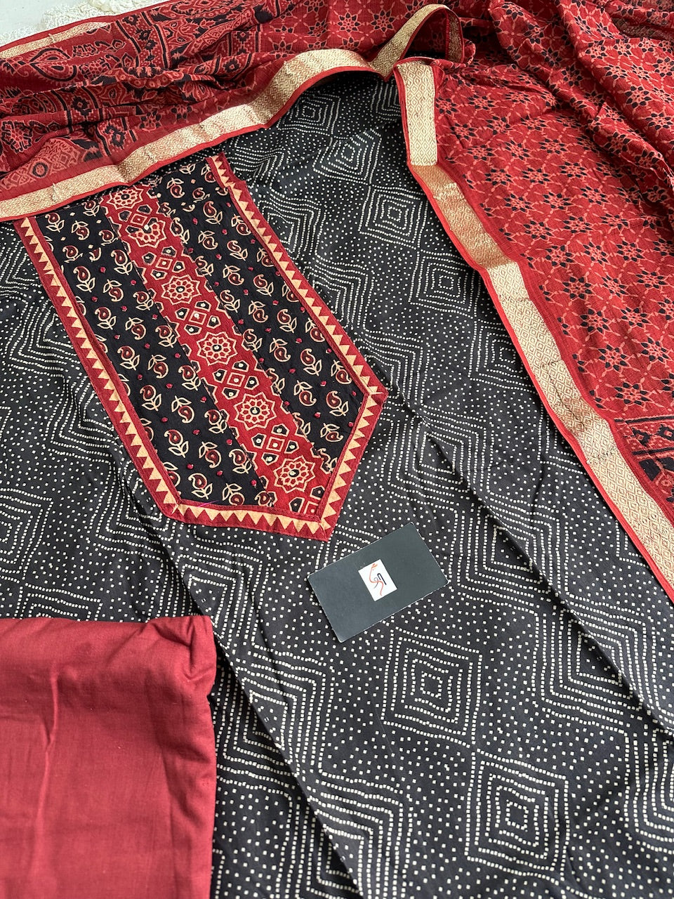 Pure HandBlock Printed Premium Cotton Suit with Maheswari Cotton Dupatta