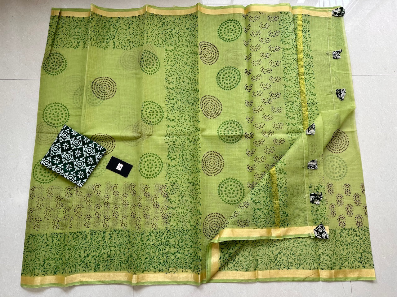 HandBlock Printed Kota Cotton Doria Saree