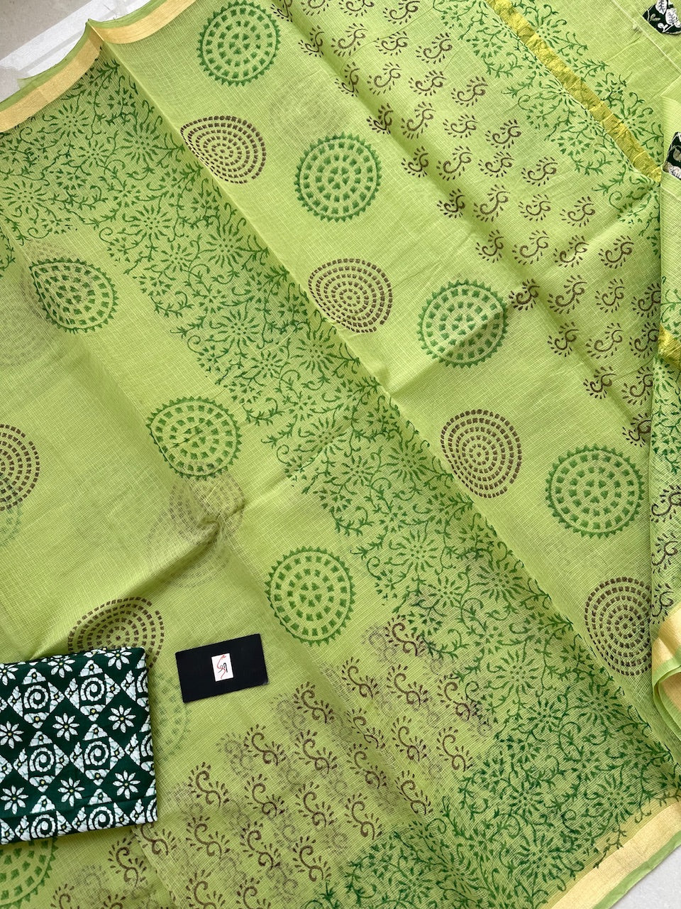 HandBlock Printed Kota Cotton Doria Saree