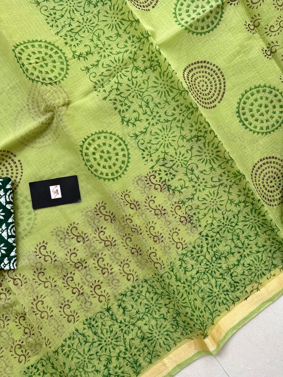 HandBlock Printed Kota Cotton Doria Saree