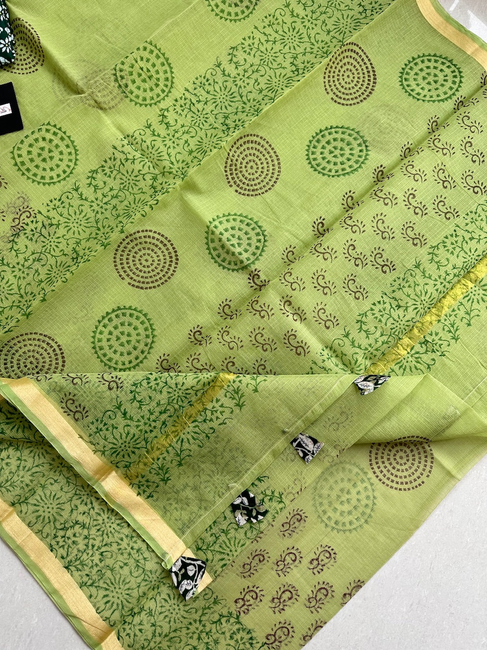 HandBlock Printed Kota Cotton Doria Saree