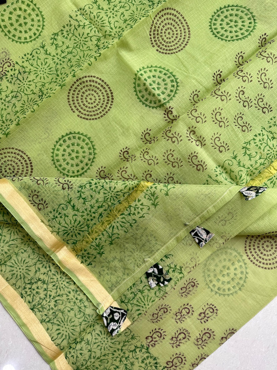 HandBlock Printed Kota Cotton Doria Saree