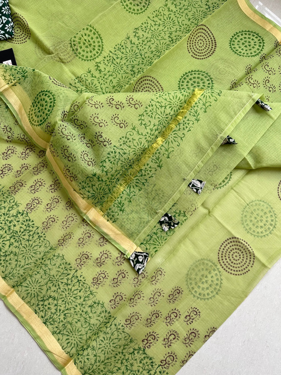 HandBlock Printed Kota Cotton Doria Saree