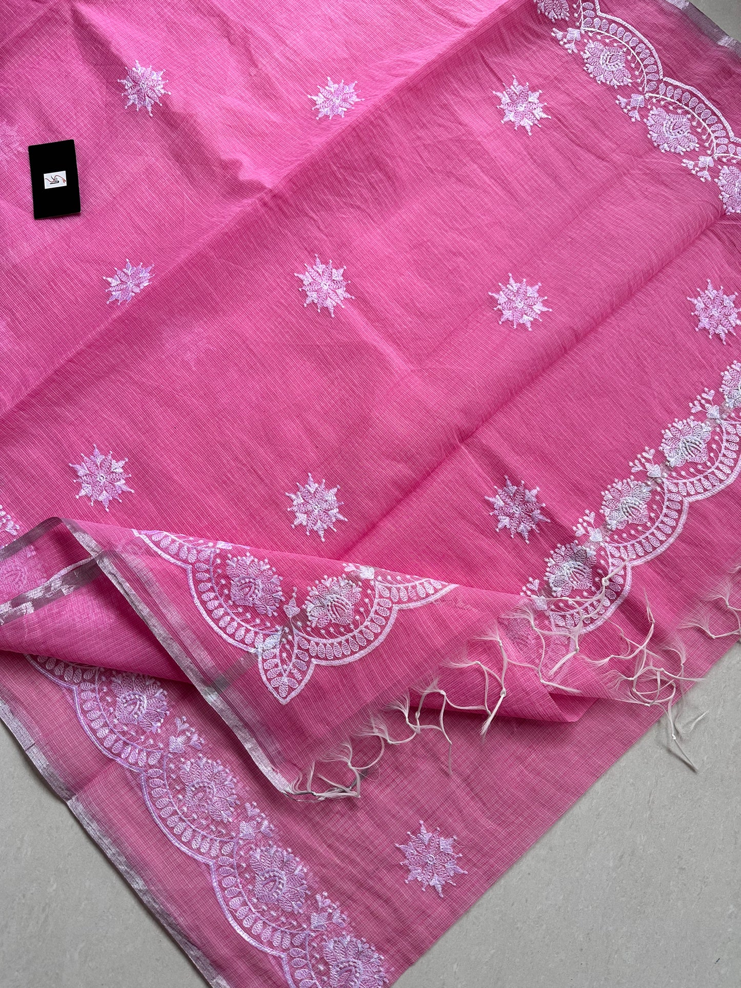 Embroidered Kota Cotton Doria Saree