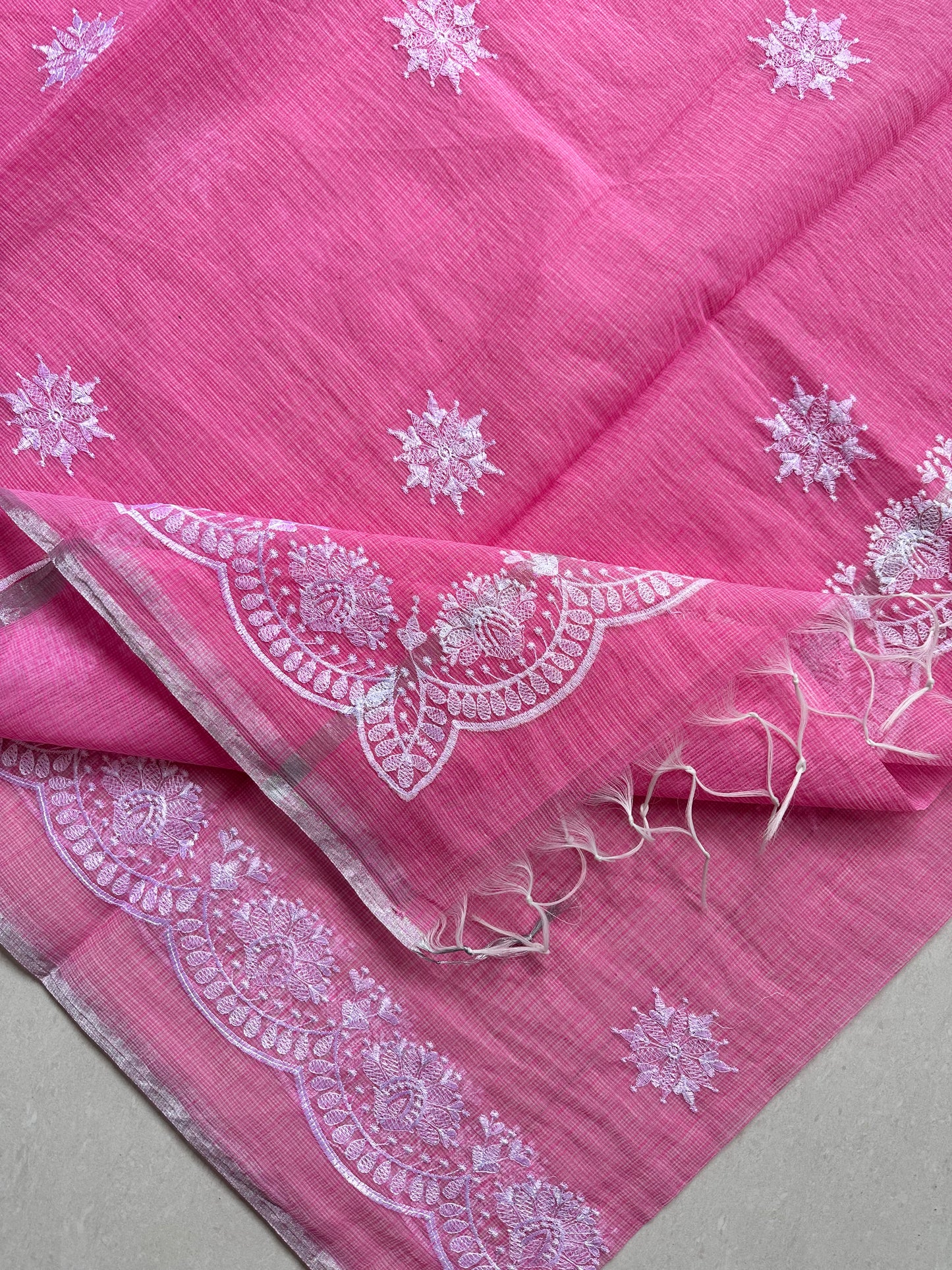 Embroidered Kota Cotton Doria Saree