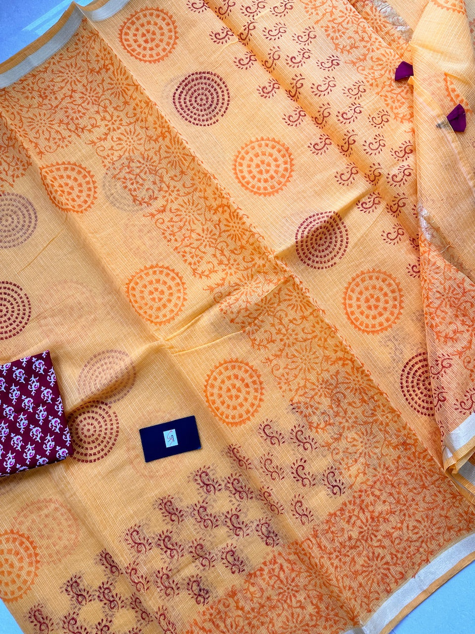 HandBlock Printed Kota Cotton Doria Saree