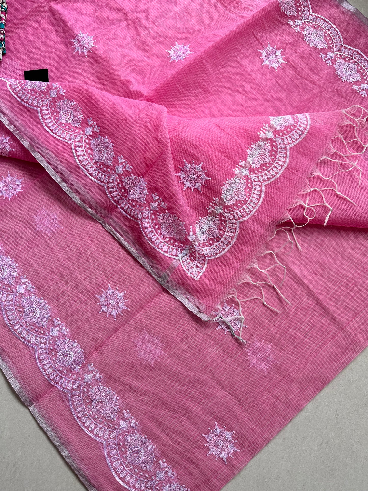 Embroidered Kota Cotton Doria Saree