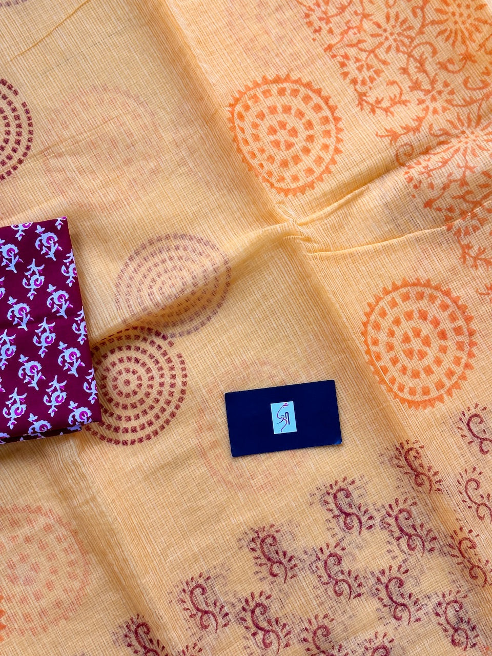 HandBlock Printed Kota Cotton Doria Saree