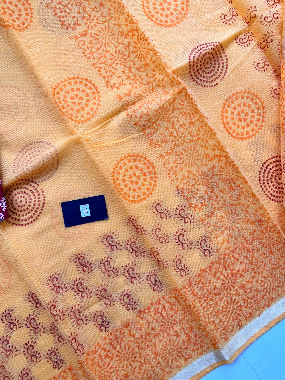 HandBlock Printed Kota Cotton Doria Saree