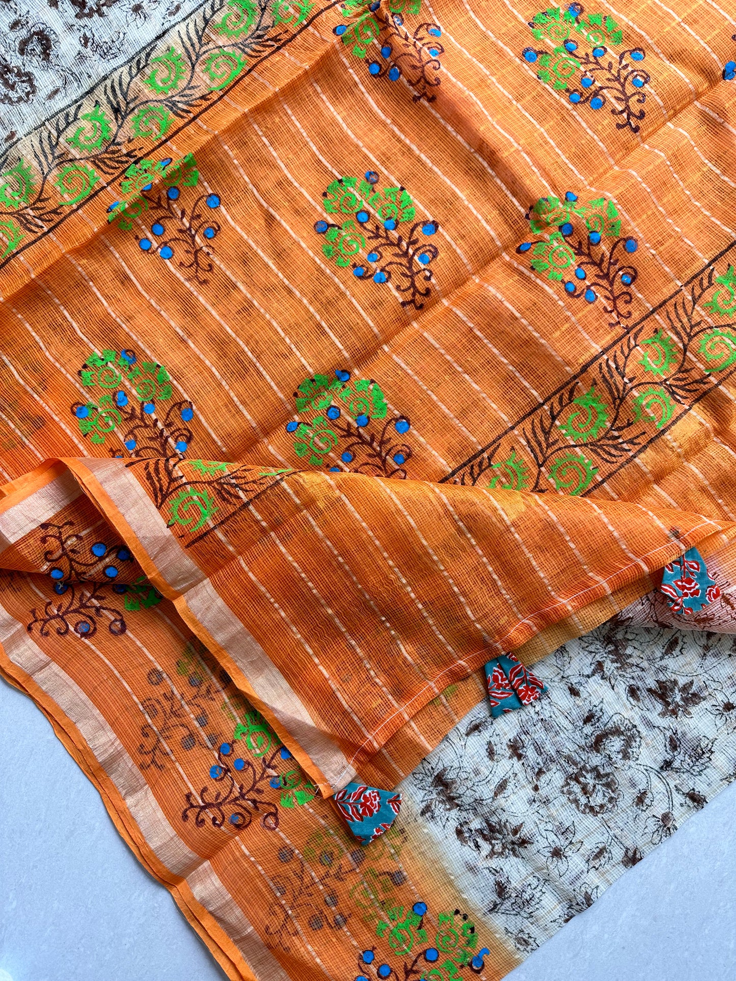 HandBlock Printed Pure Kota Cotton Doria Saree