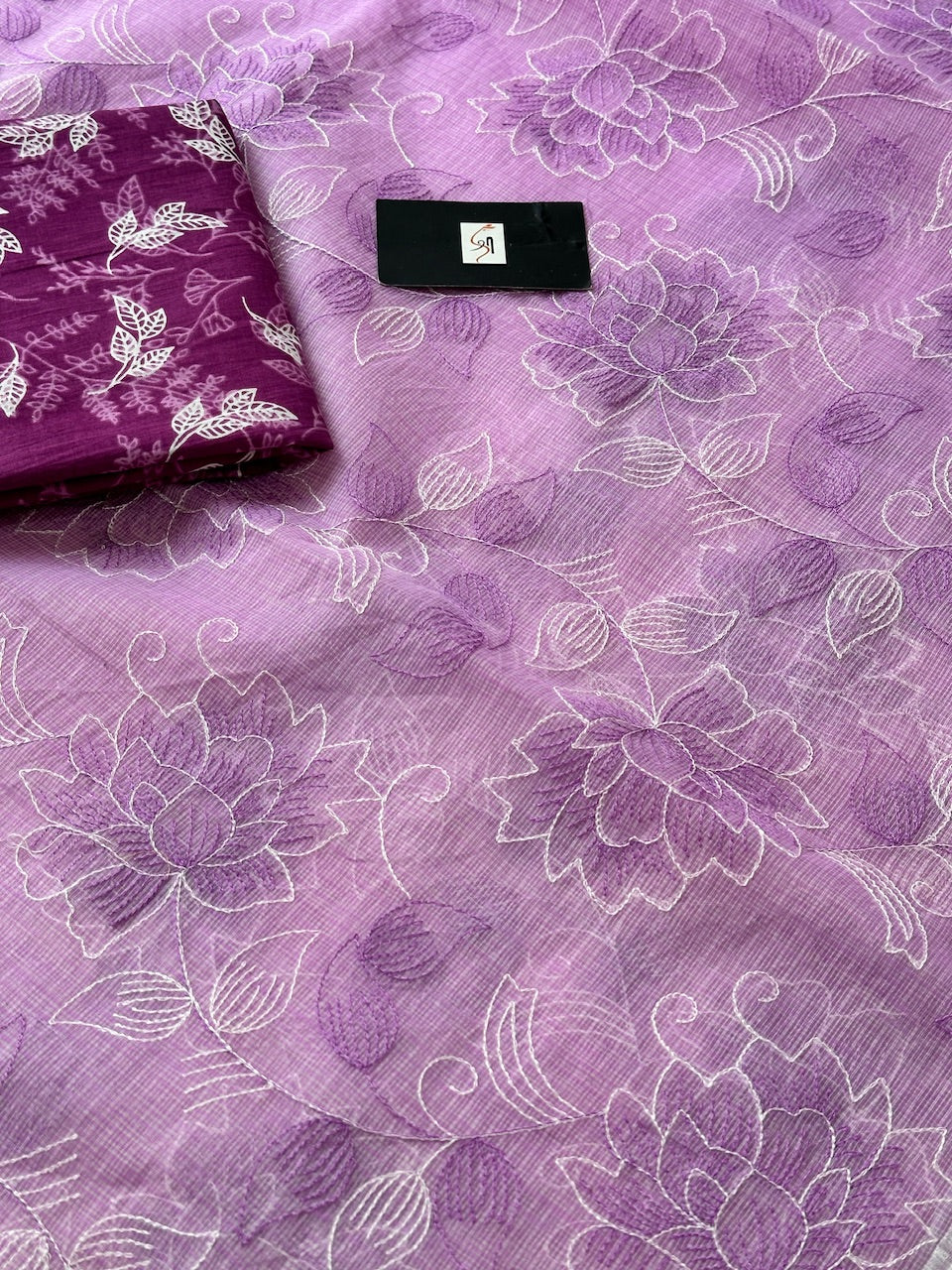 Embroidered Kota Cotton Doria Saree