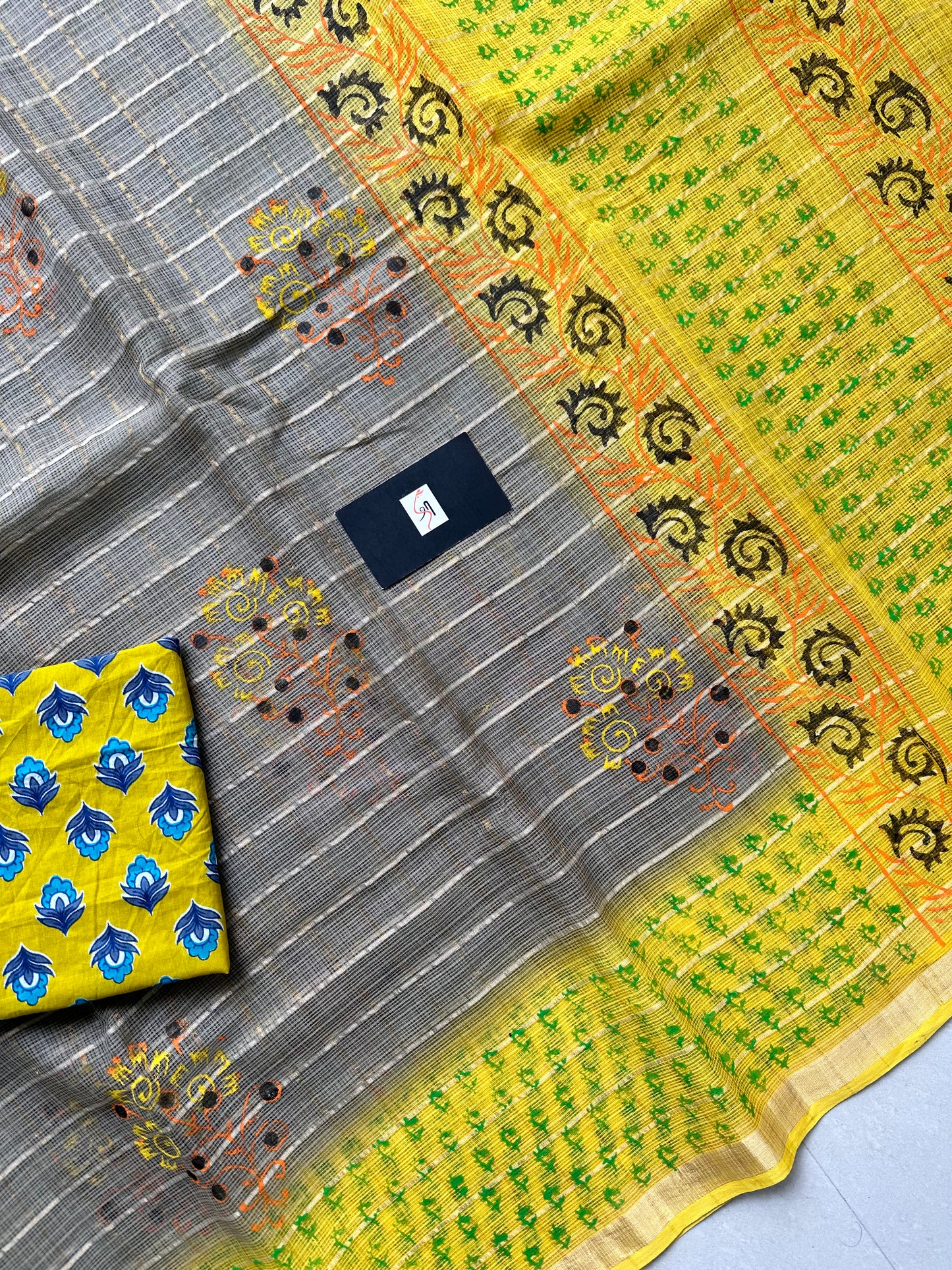 HandBlock Printed Pure Kota Cotton Doria Saree