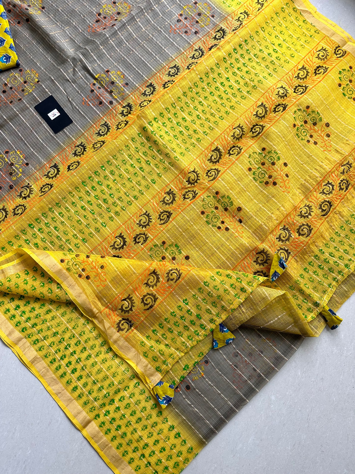 HandBlock Printed Pure Kota Cotton Doria Saree