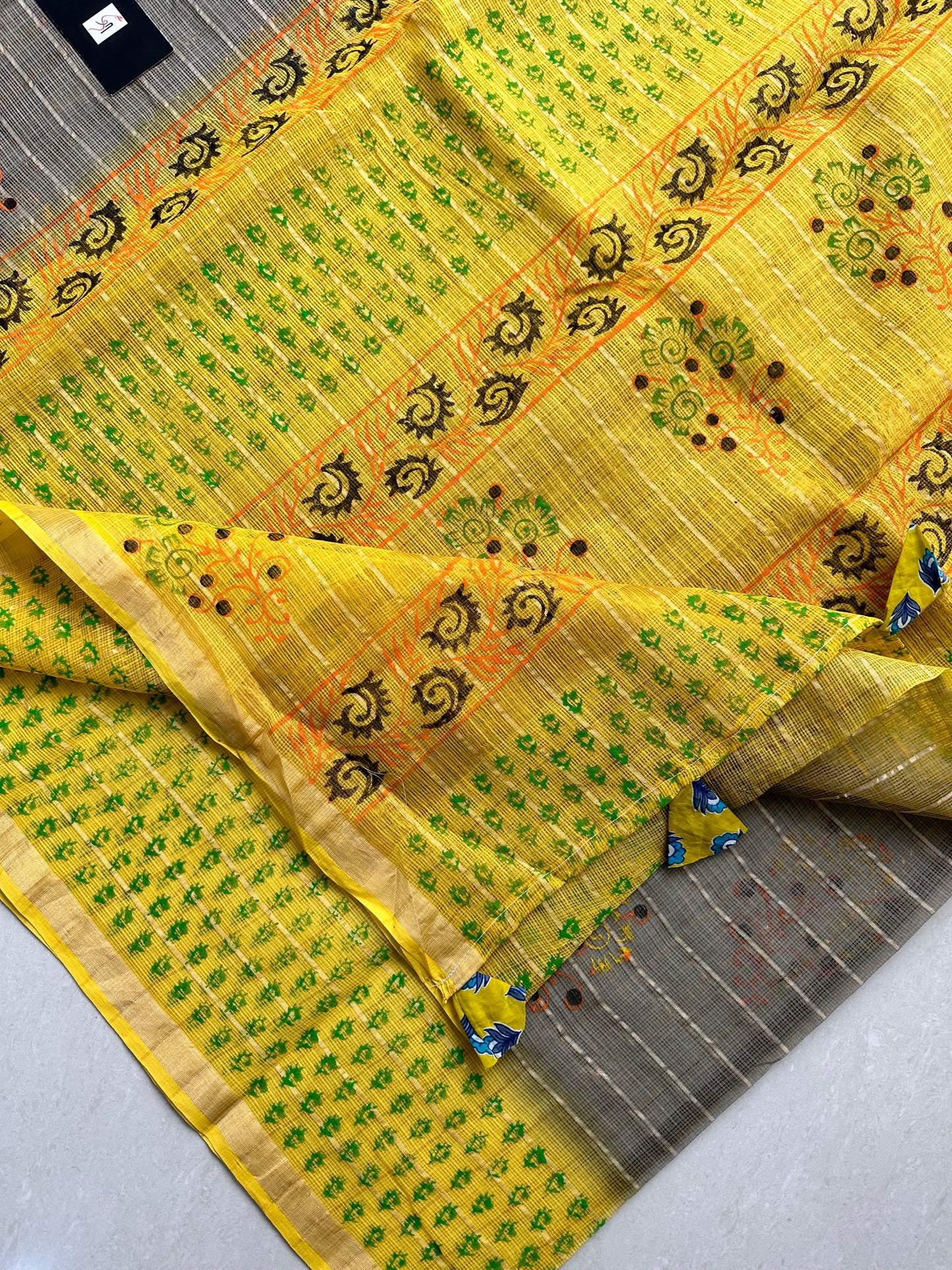 HandBlock Printed Pure Kota Cotton Doria Saree