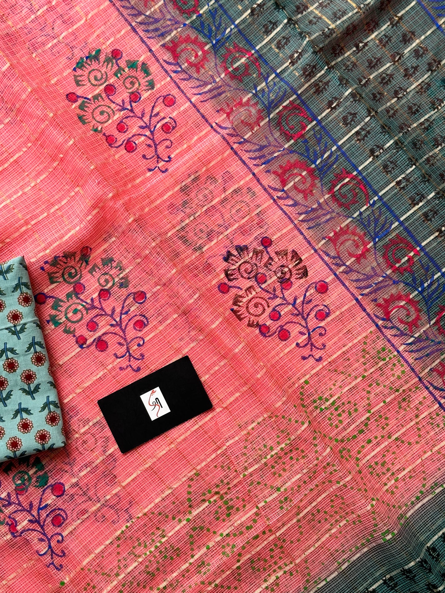 HandBlock Printed Pure Kota Cotton Doria Saree