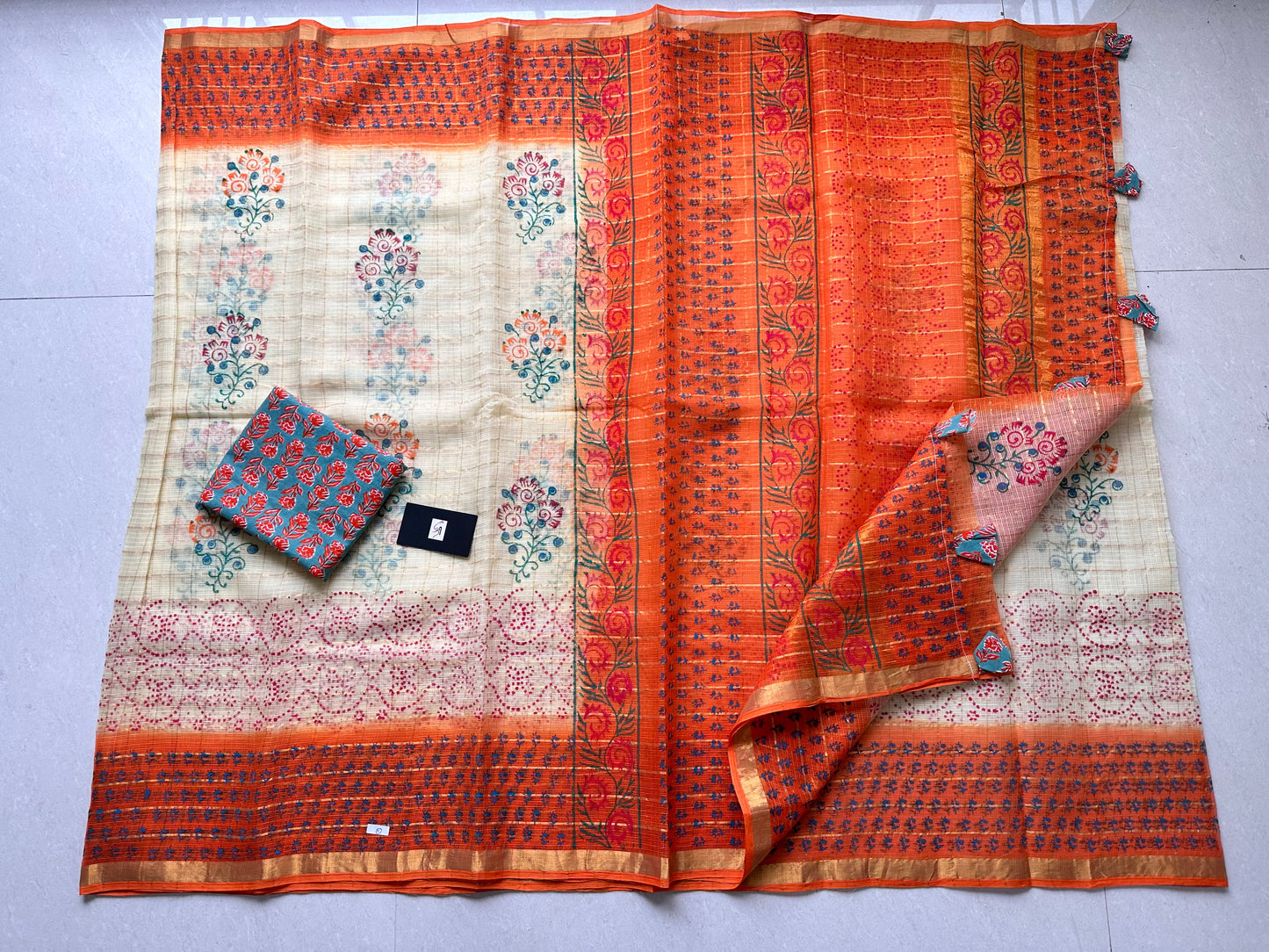 HandBlock Printed Pure Kota Cotton Doria Saree