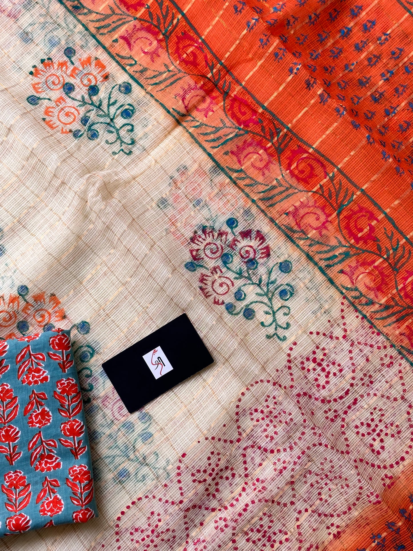 HandBlock Printed Pure Kota Cotton Doria Saree