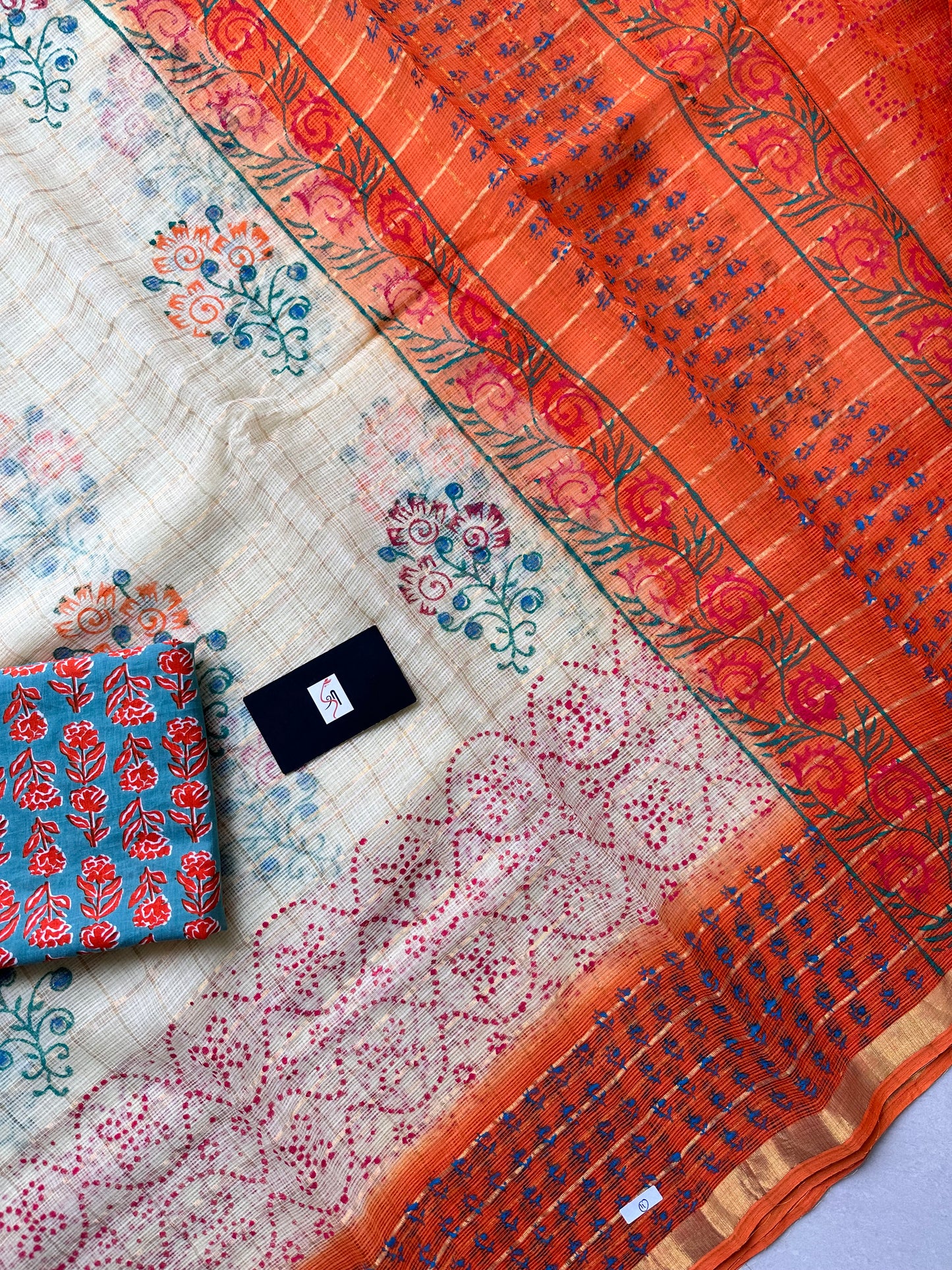 HandBlock Printed Pure Kota Cotton Doria Saree