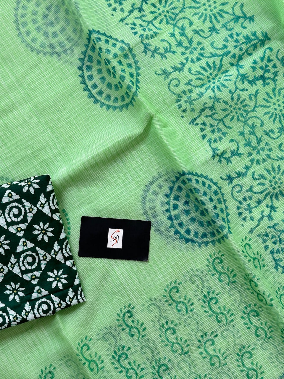 HandBlock Printed Kota Cotton Doria Saree