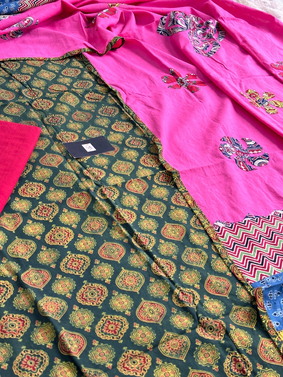 Pure HandBlock Printed Premium Cotton Suit with Appliqué Dupptta