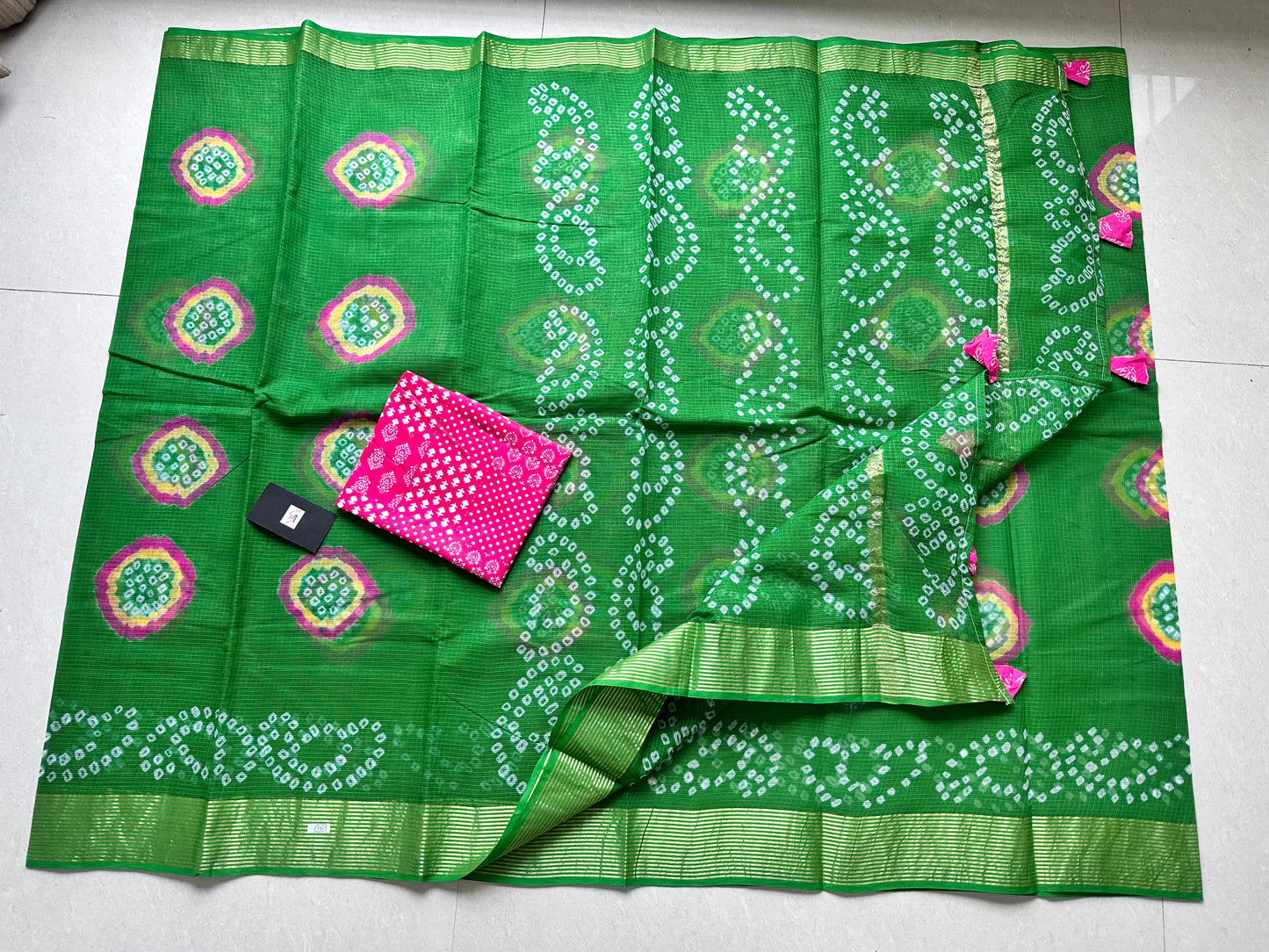 Hand Tye n Dye Bandhini Pure Kota Cotton Doria Saree