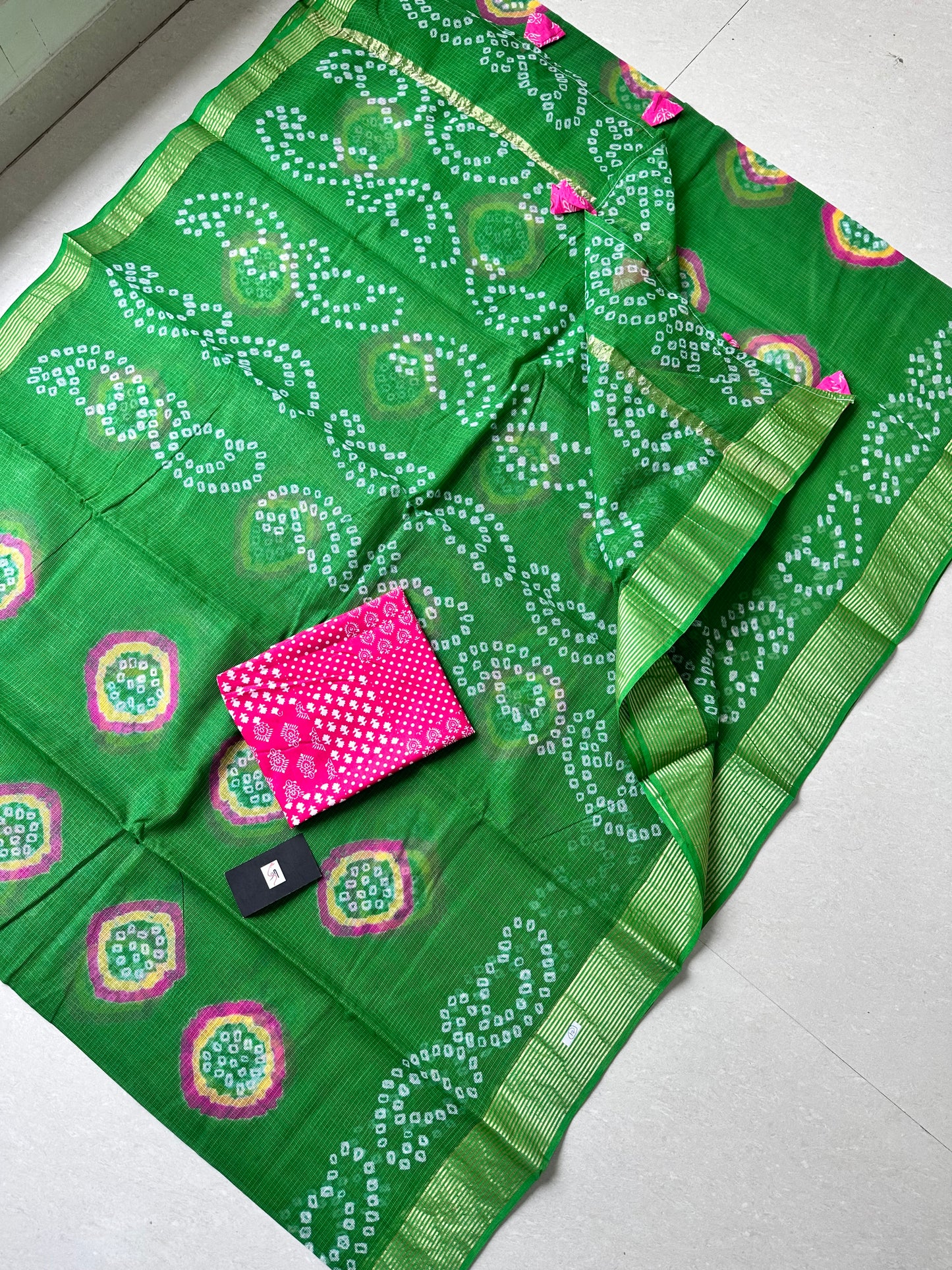 Hand Tye n Dye Bandhini Pure Kota Cotton Doria Saree