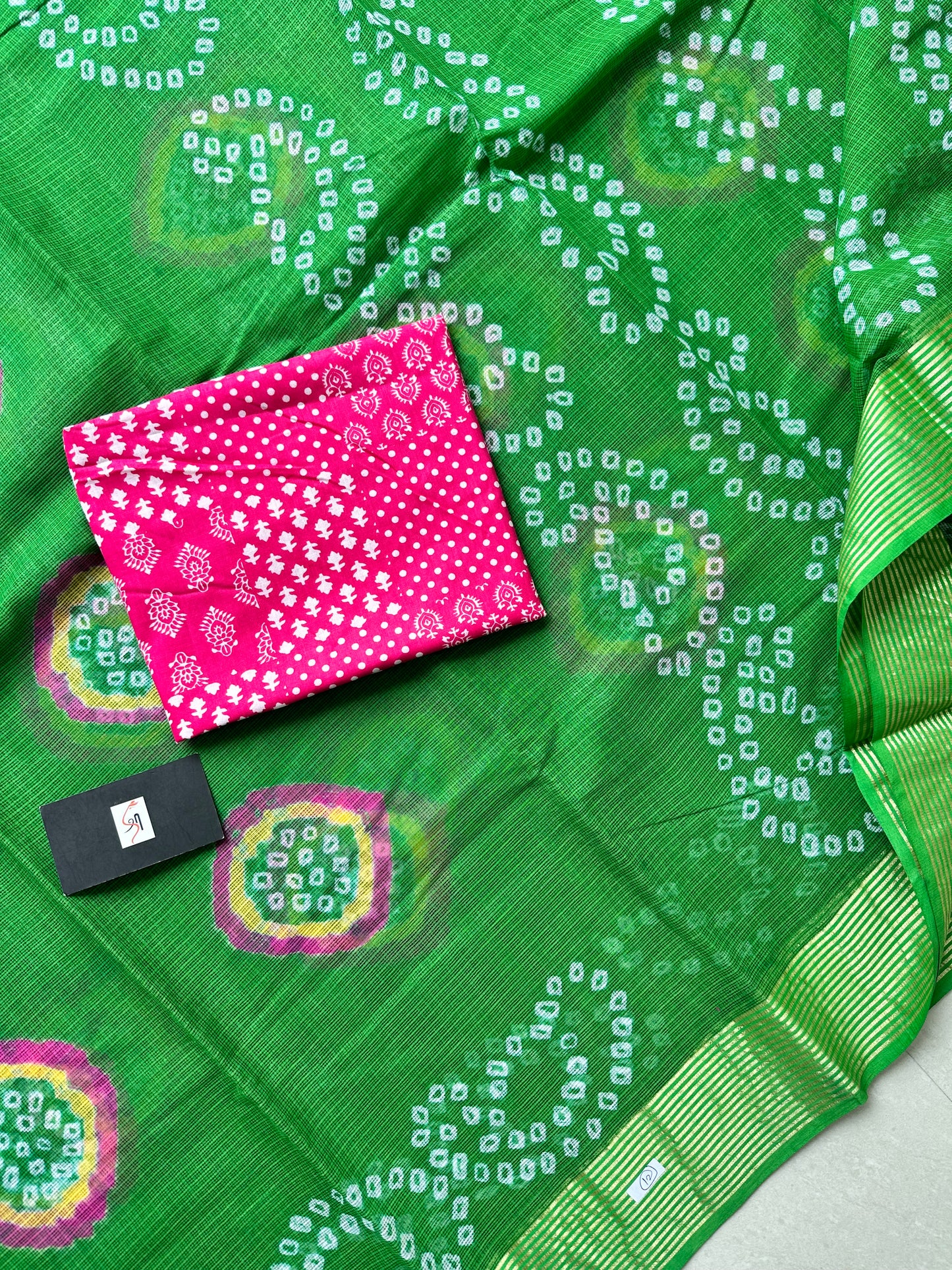 Hand Tye n Dye Bandhini Pure Kota Cotton Doria Saree