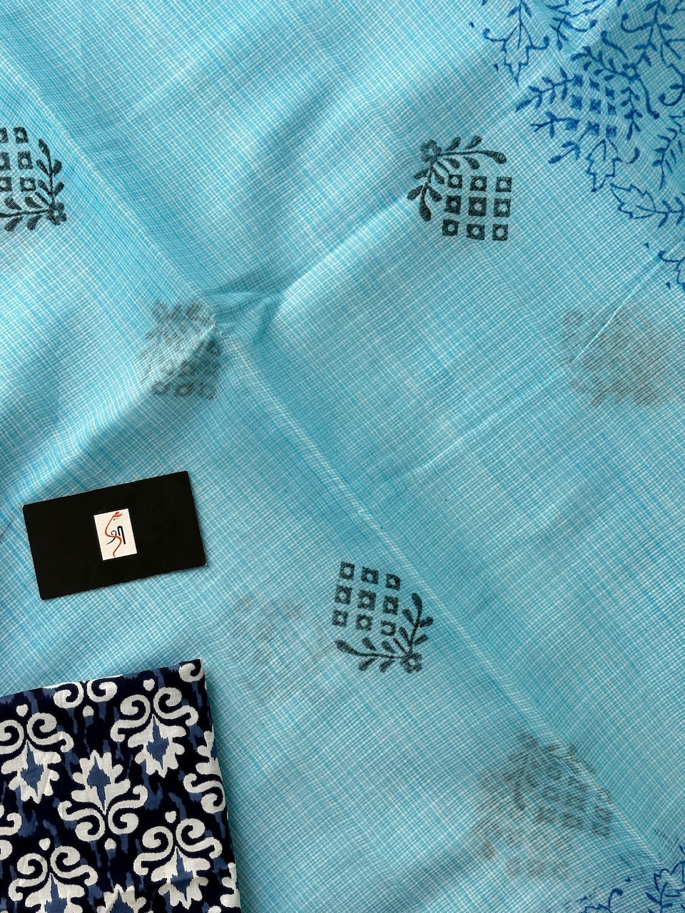 HandBlock Printed Kota Cotton Doria Saree