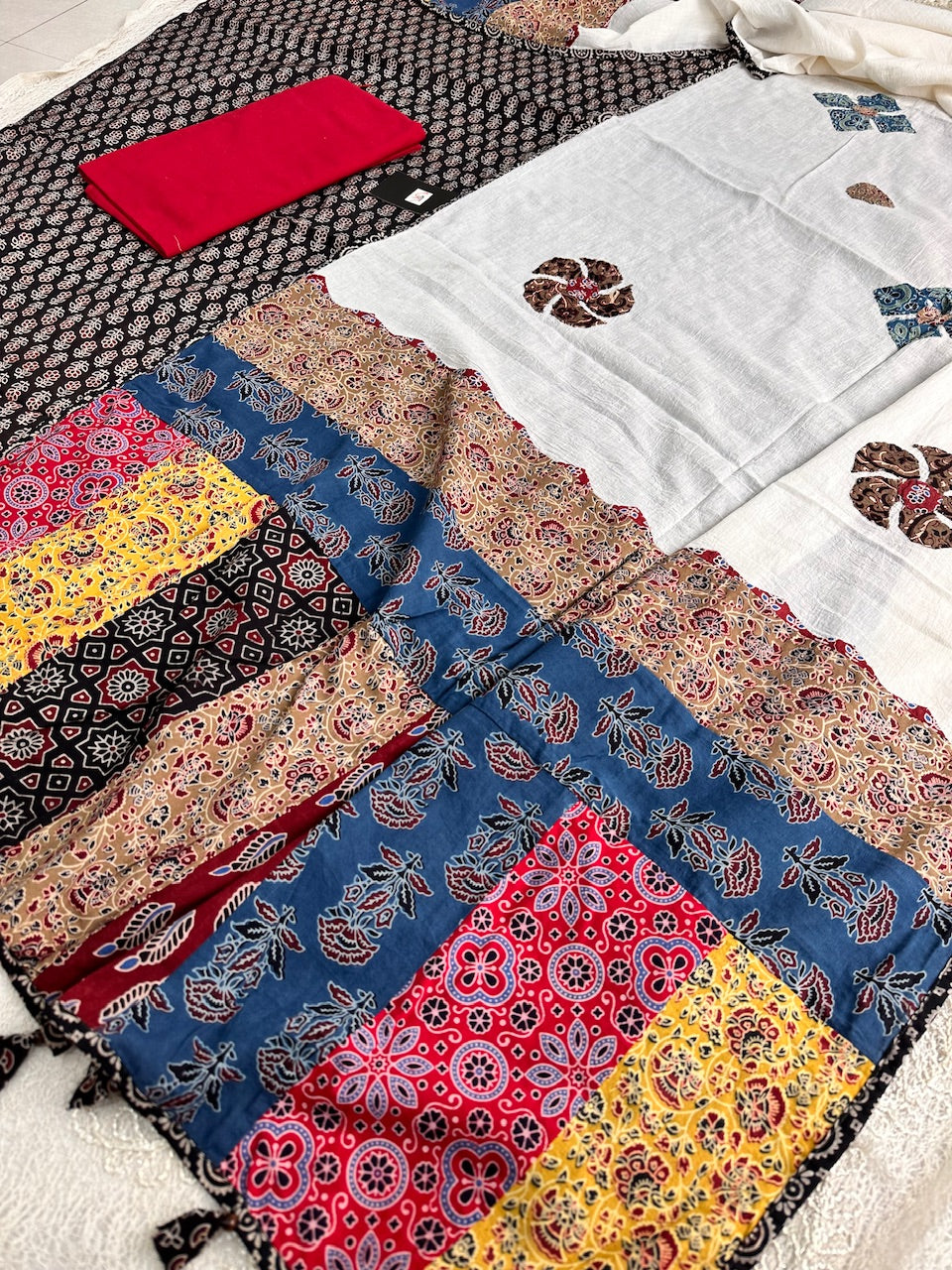 Pure HandBlock Printed Premium Cotton Suit with Appliqué Dupatta