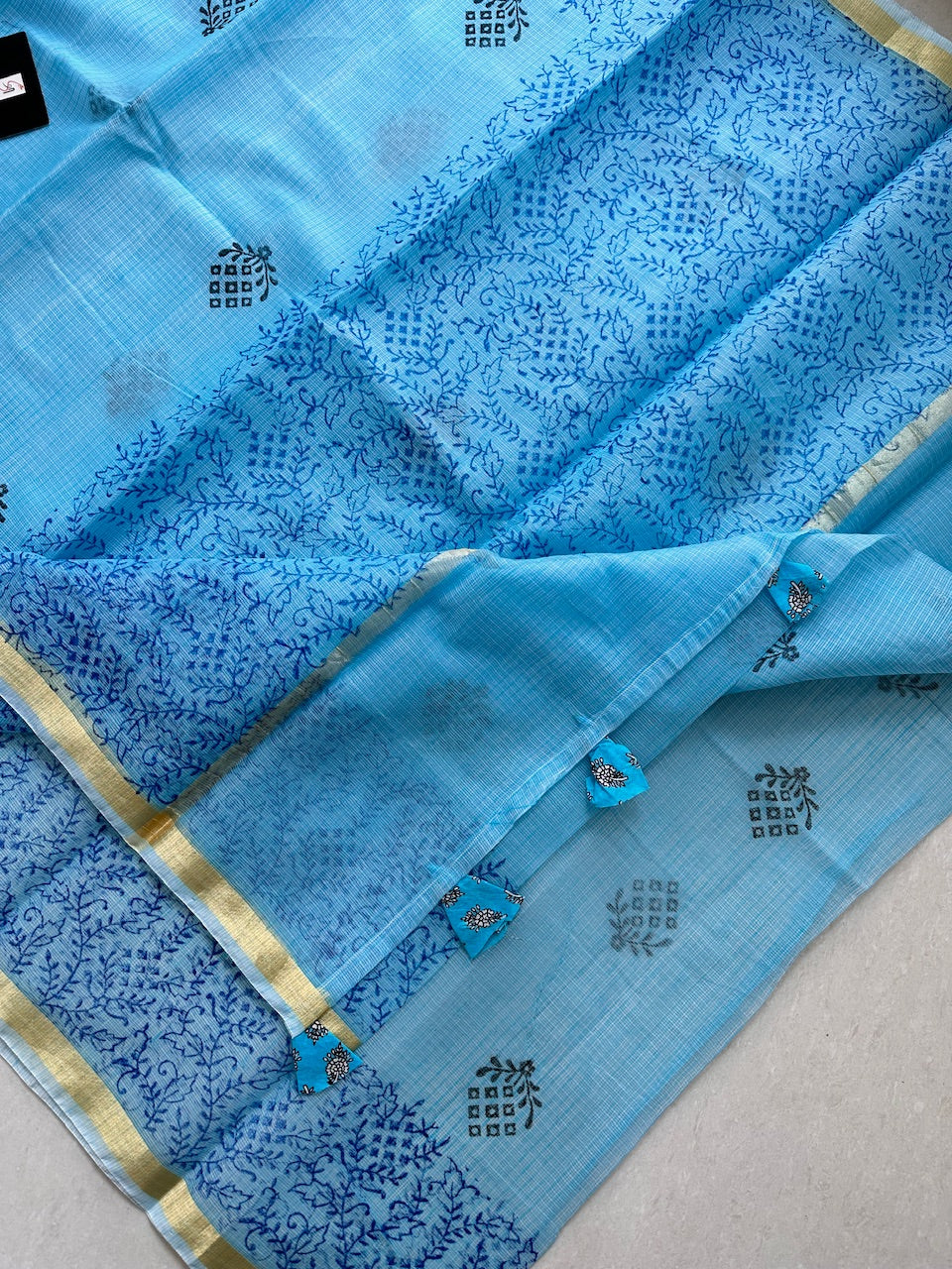 HandBlock Printed Kota Cotton Doria Saree