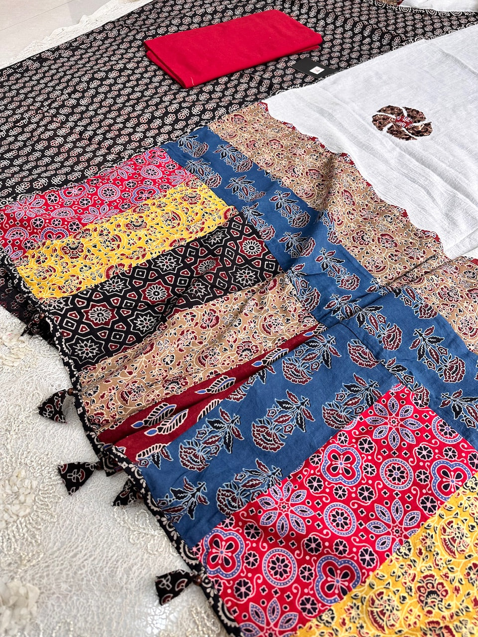 Pure HandBlock Printed Premium Cotton Suit with Appliqué Dupatta