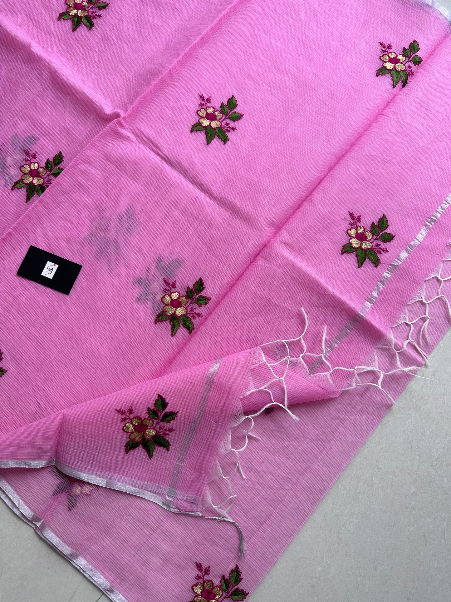 Embroidered Kota Cotton Doria Saree