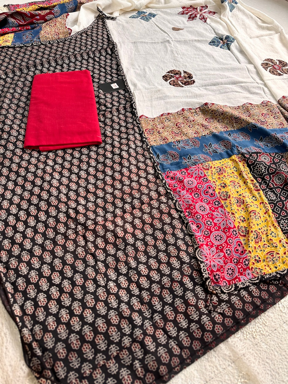 Pure HandBlock Printed Premium Cotton Suit with Appliqué Dupatta