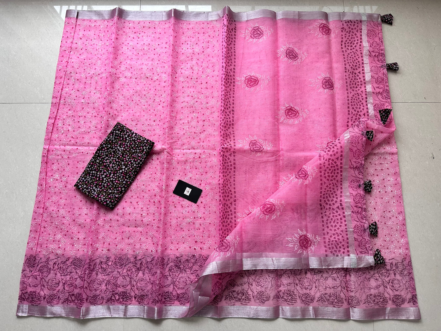 HandBlock Printed Kota Cotton Doria Saree