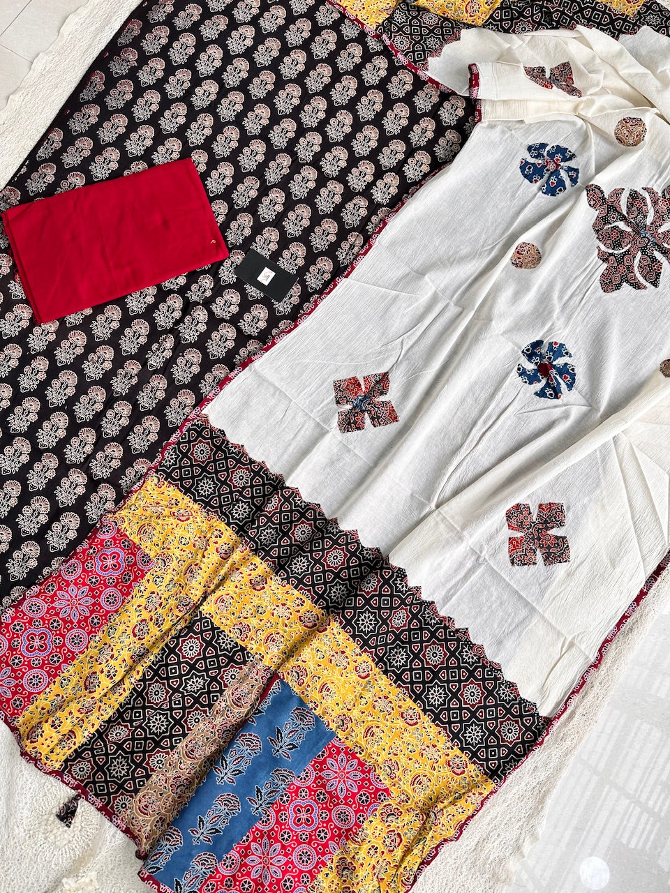 Pure HandBlock Printed Premium Cotton Suit with Appliqué Dupatta