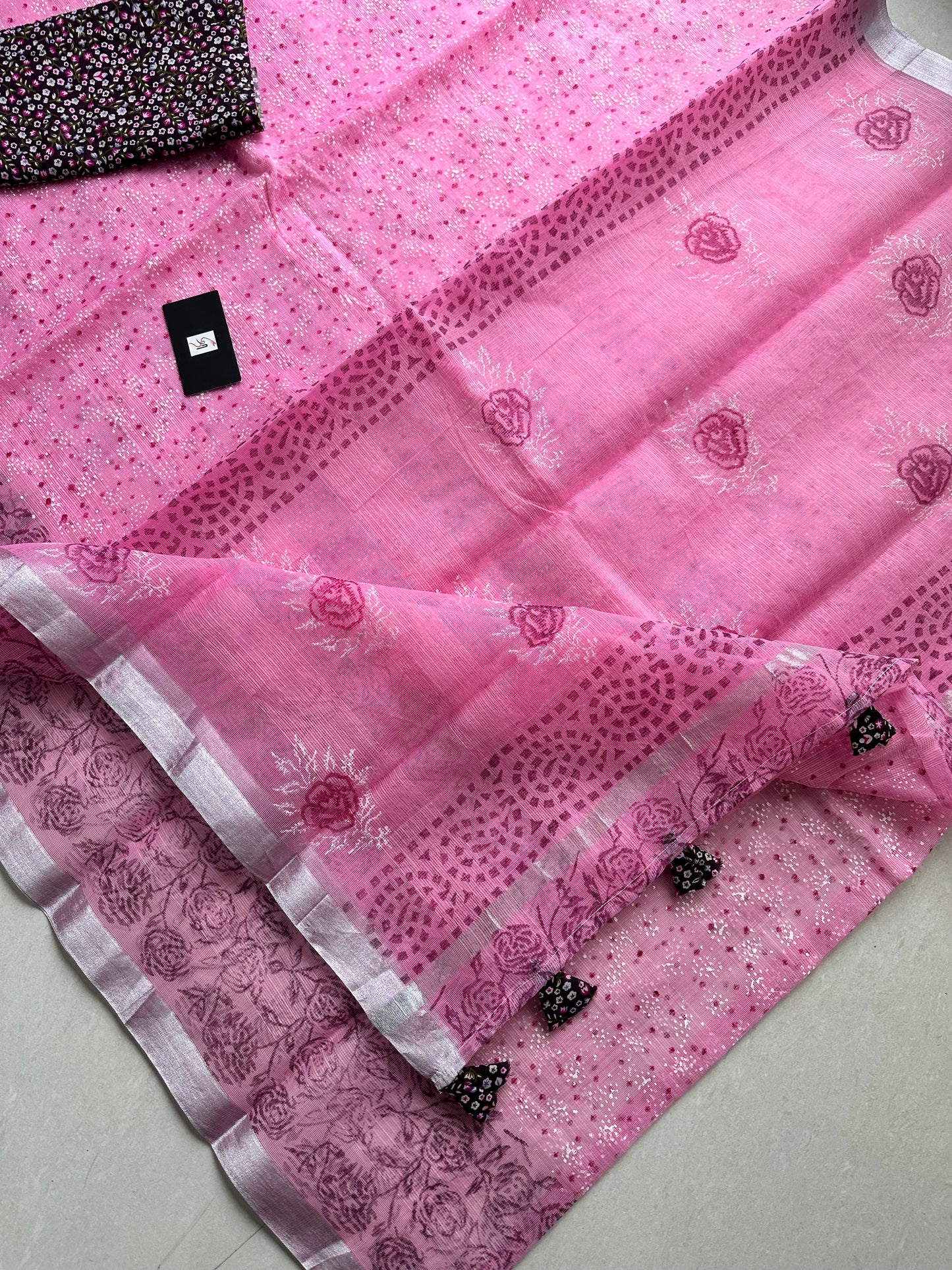 HandBlock Printed Kota Cotton Doria Saree