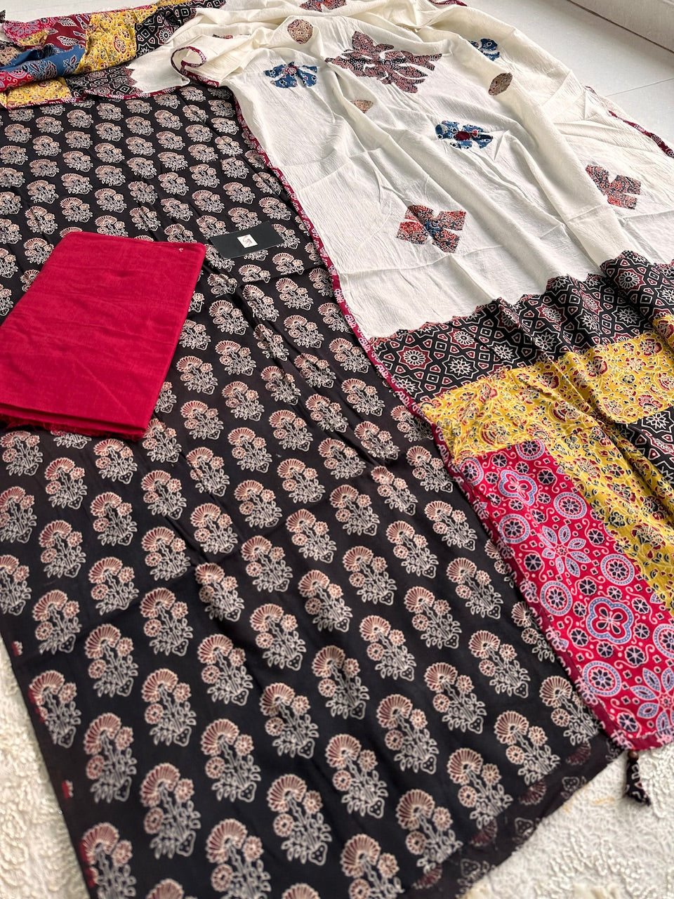 Pure HandBlock Printed Premium Cotton Suit with Appliqué Dupatta